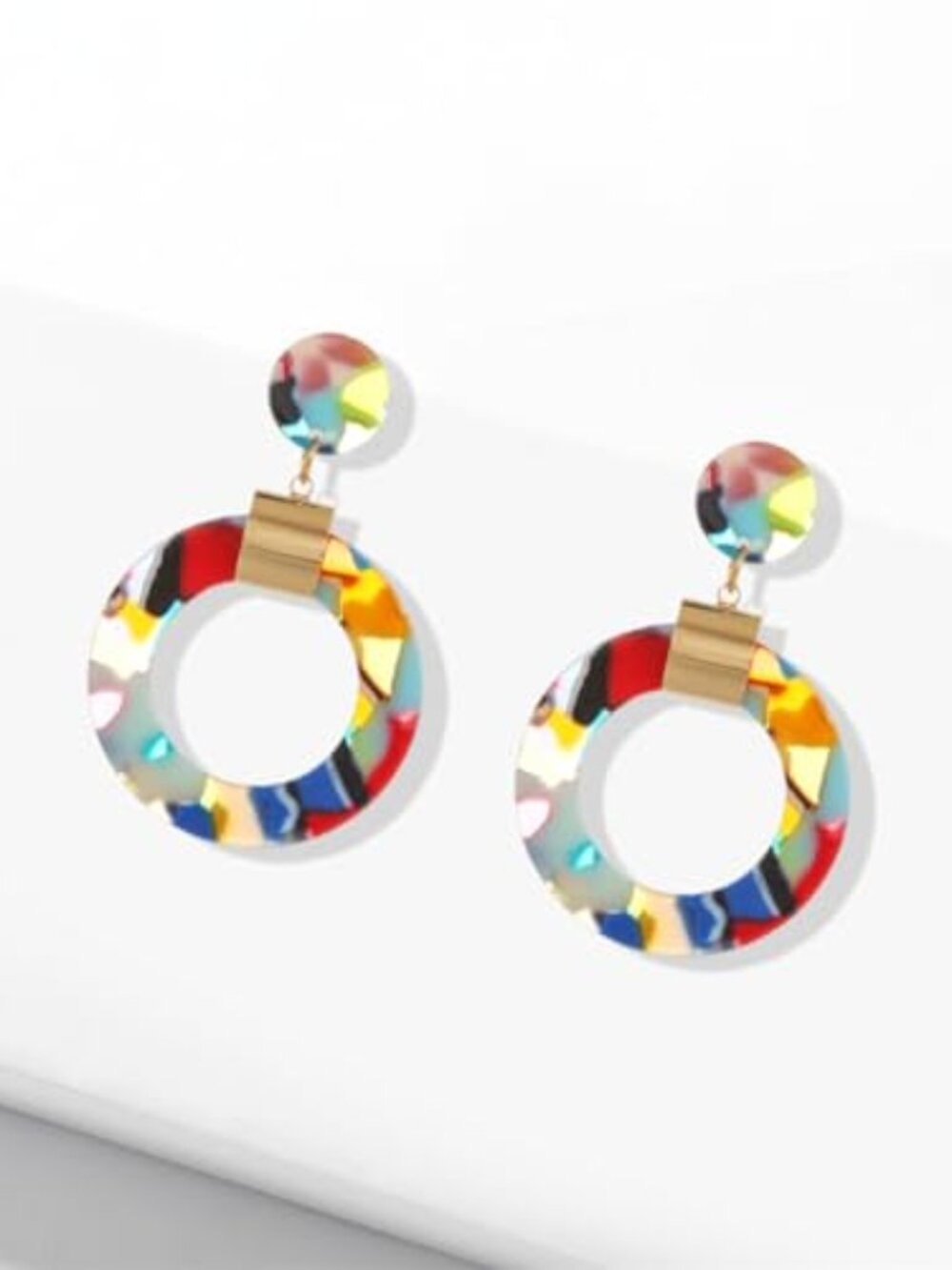 Boho Exaggerated Creative Trapezoid Acrylic Earrings Retro Geometric Hollow